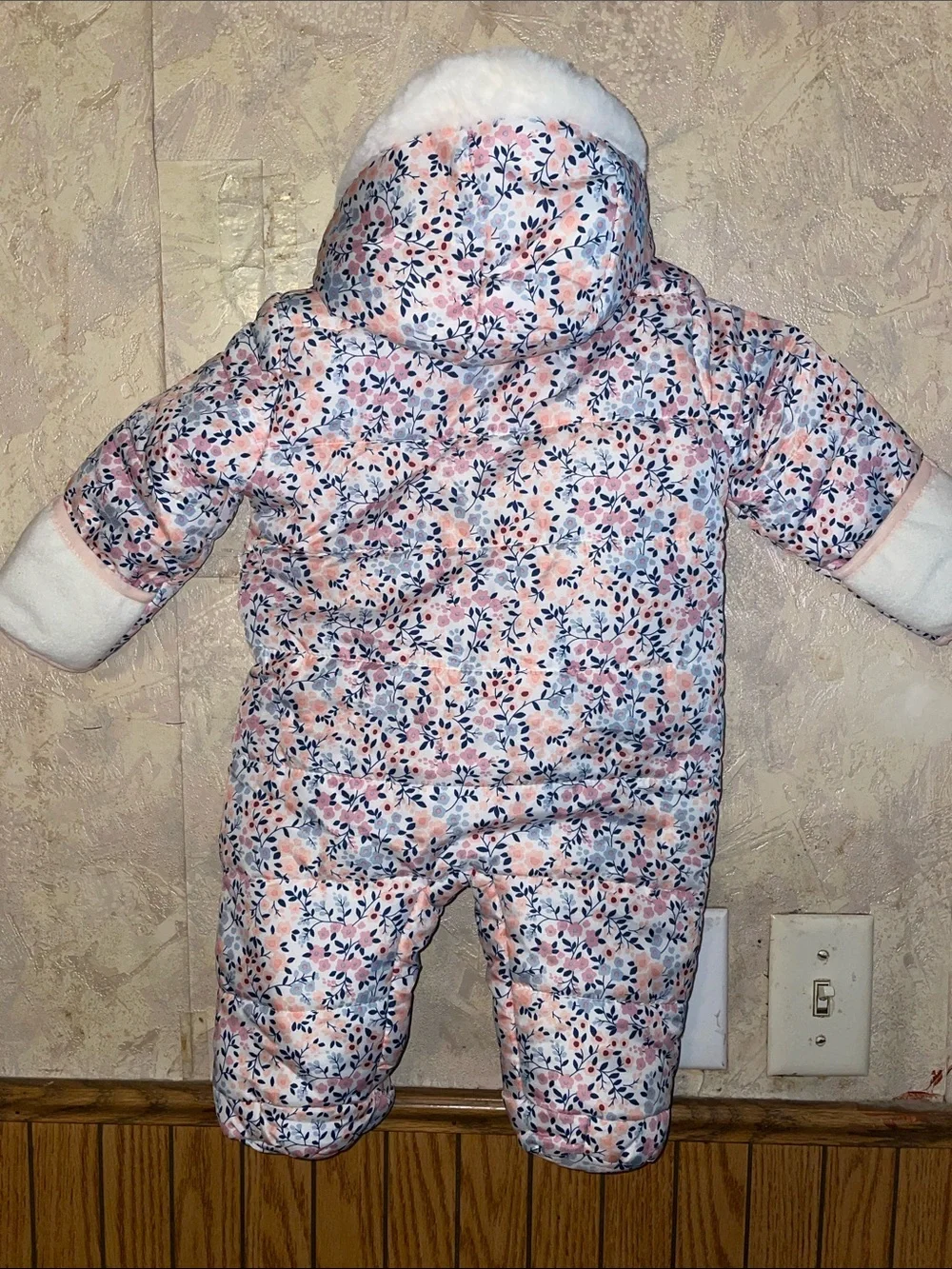 Multi color floral Kensie girl footed snowsuit (3/6mos)
